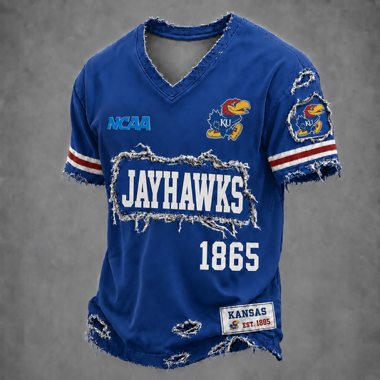 KU x NCAA LUXURY V-Neck T-Shirt 0506 DatND DVT