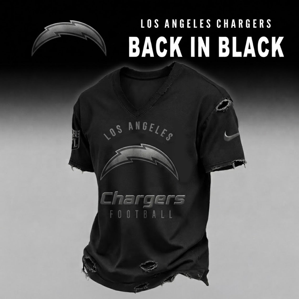 LAC x NFL Back In Black V-neck Shirt 290626
