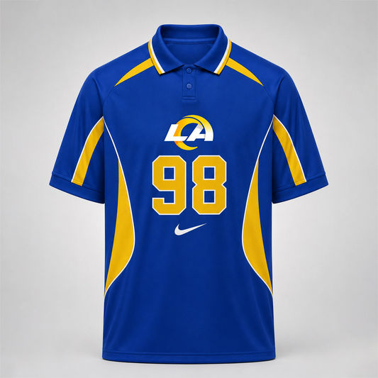 LAR Premium NFL Custom Number Sports Style Polo Shirt