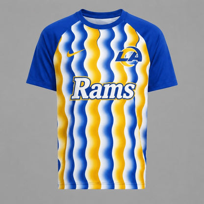LAR Premium NFL Retro Wavy Pattern Athletic T-Shirt