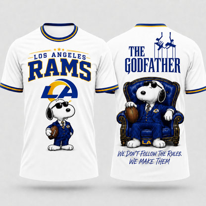 LAR x NFL Premium Funny Football Snoopy The Godfather Rule Maker Game Day 3D Shirt 0307