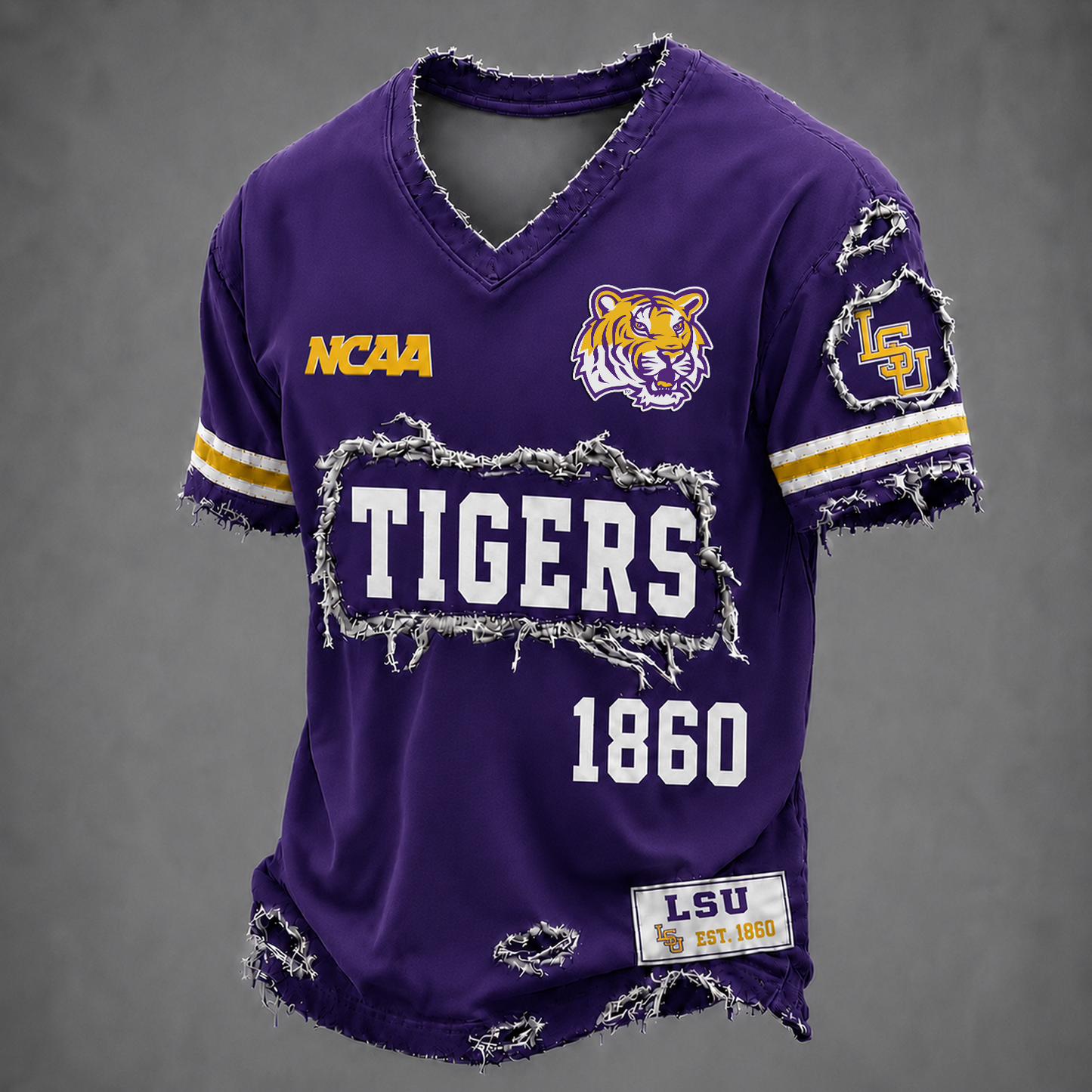 LSU x NCAA LUXURY V-Neck T-Shirt 0506 DatND DVT