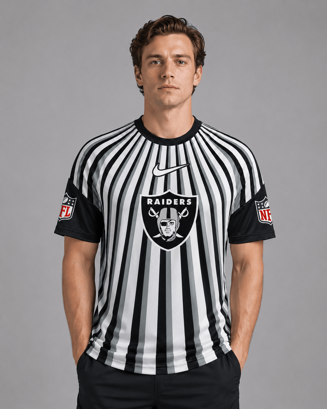 LVR Premium NFL Men’s Athletic Vertical Stripe T-Shirt