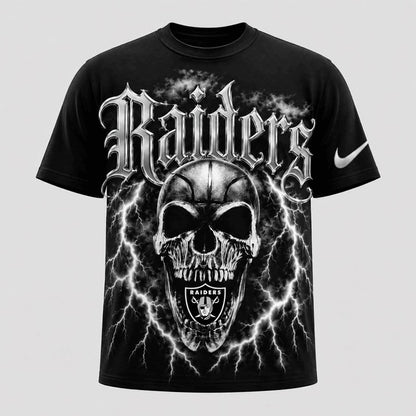 LVR Premium NFL Premium Skull Lightning Graphic T-Shirt