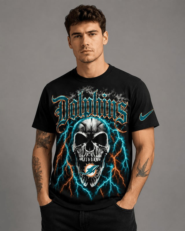 MD Premium NFL Premium Skull Lightning Graphic T-Shirt