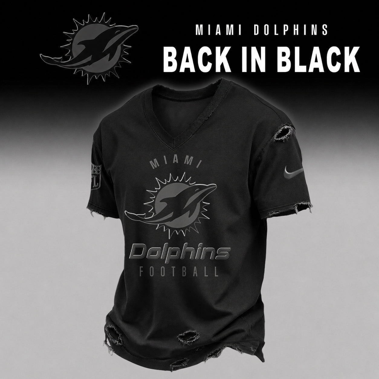 MD x NFL Back In Black V-neck Shirt 290626