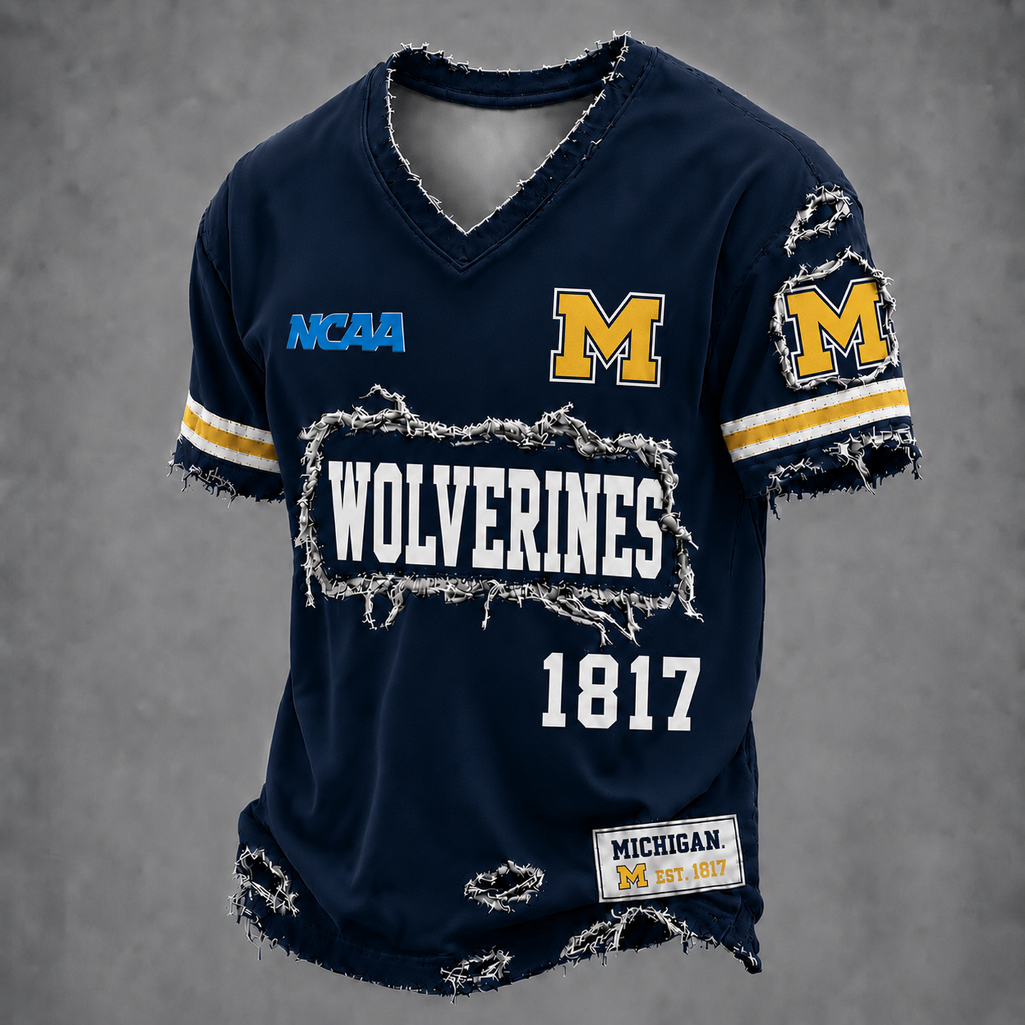 MICH x NCAA LUXURY V-Neck T-Shirt 0506 DatND DVT