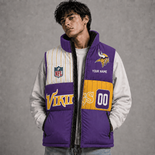 MV x NFL Premium Sleeveless Puffer Jacket Personalized Gift For True Fan