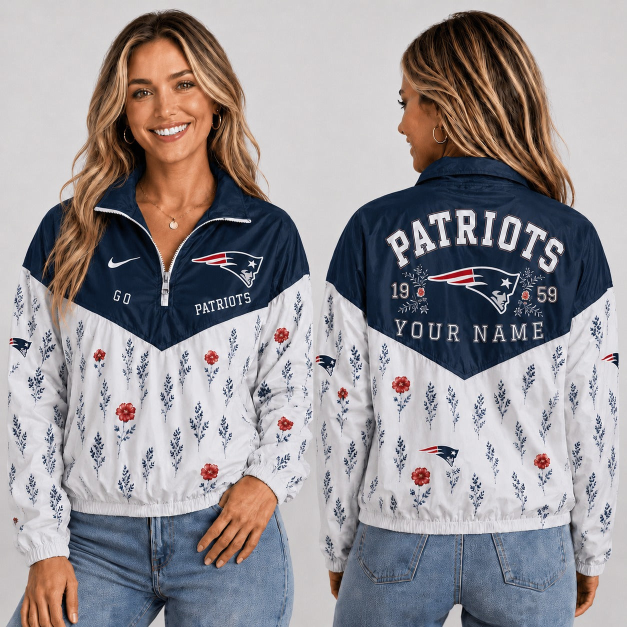 NEP x NFL Personalized Women Quarter Zip Jacket