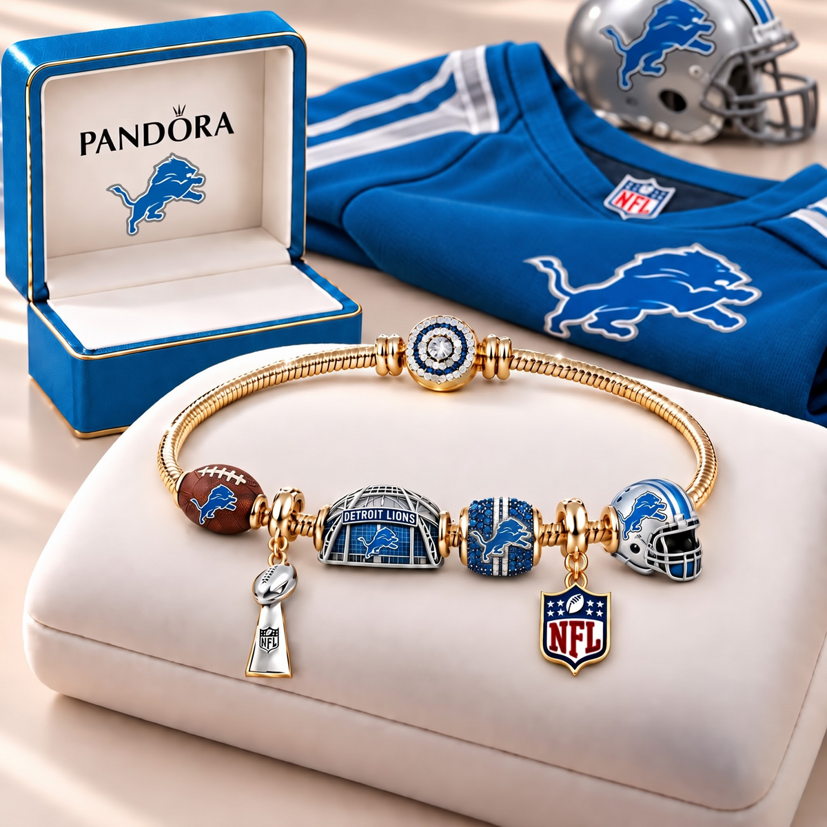 NFL x DET Charm Bracelet Set