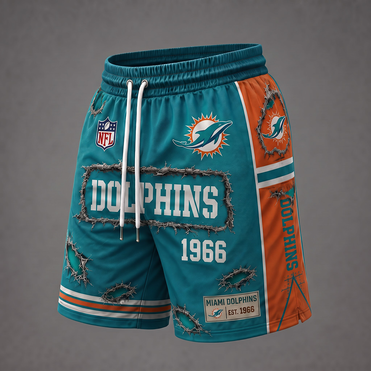 NFL x MIA Distressed Shorts