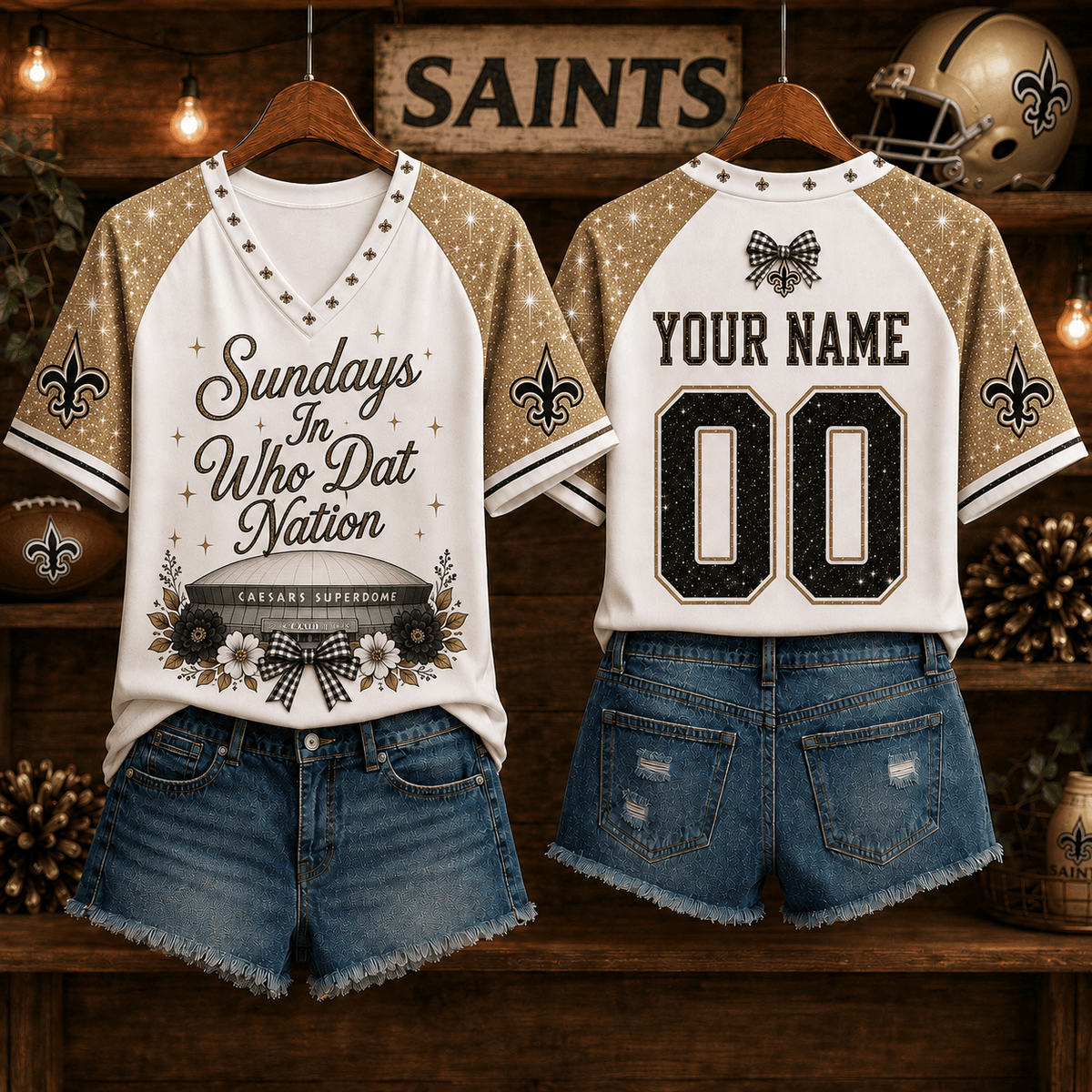 NFL x NO Sundays in Nation Custom Name V-neck Shirt