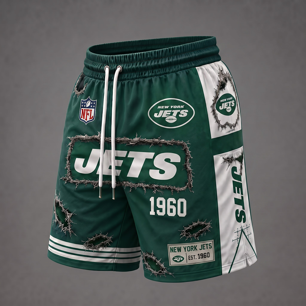 NFL x NYJ Distressed Shorts
