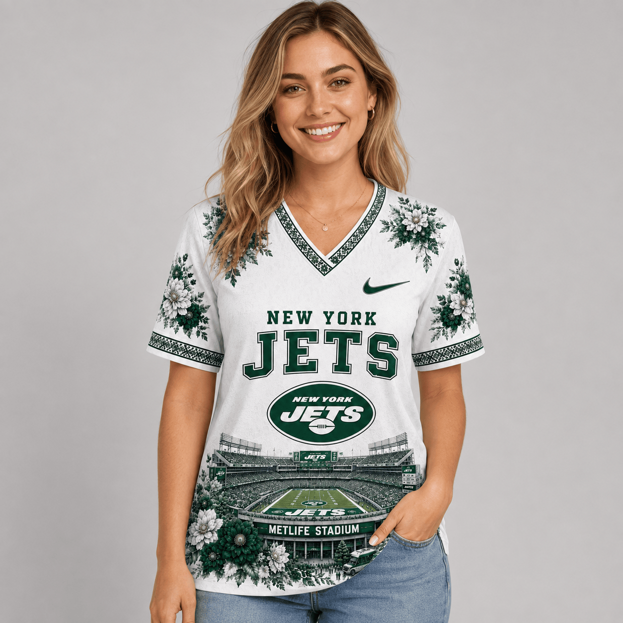 NFL x NYJ Stadium V-neck Shirt