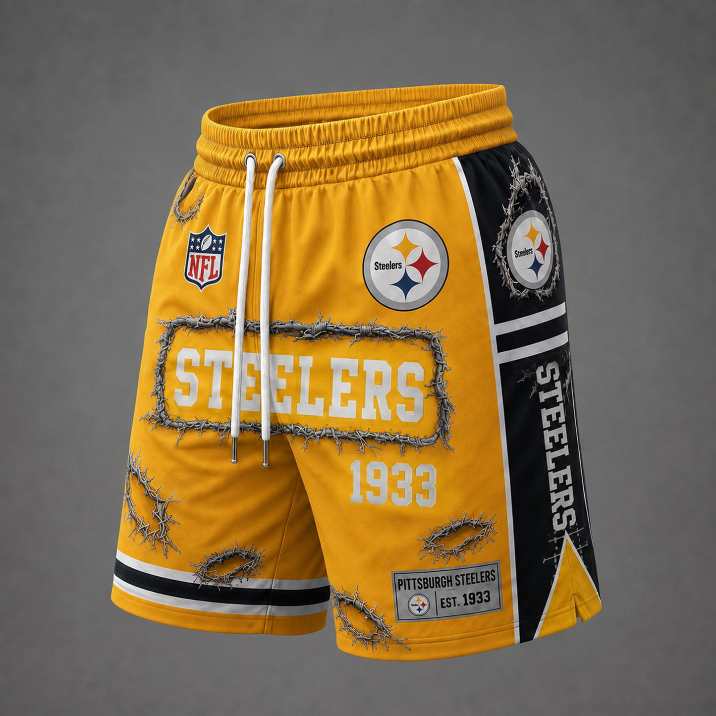 NFL x PIT Distressed Shorts