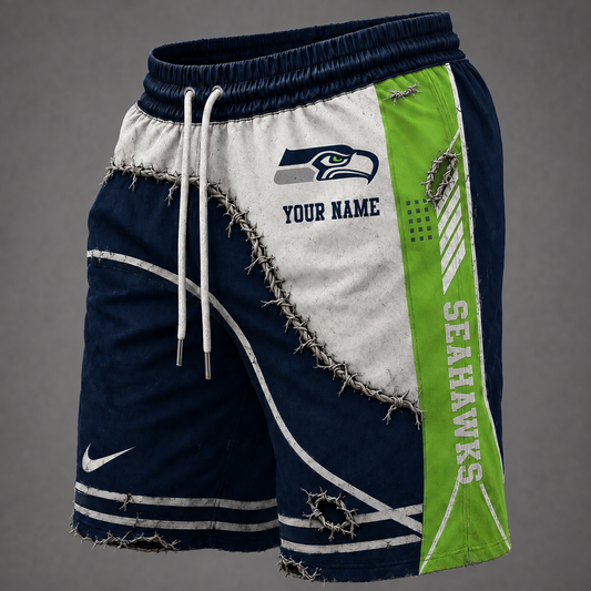 NFL x SEA Distressed Custom Name Shorts