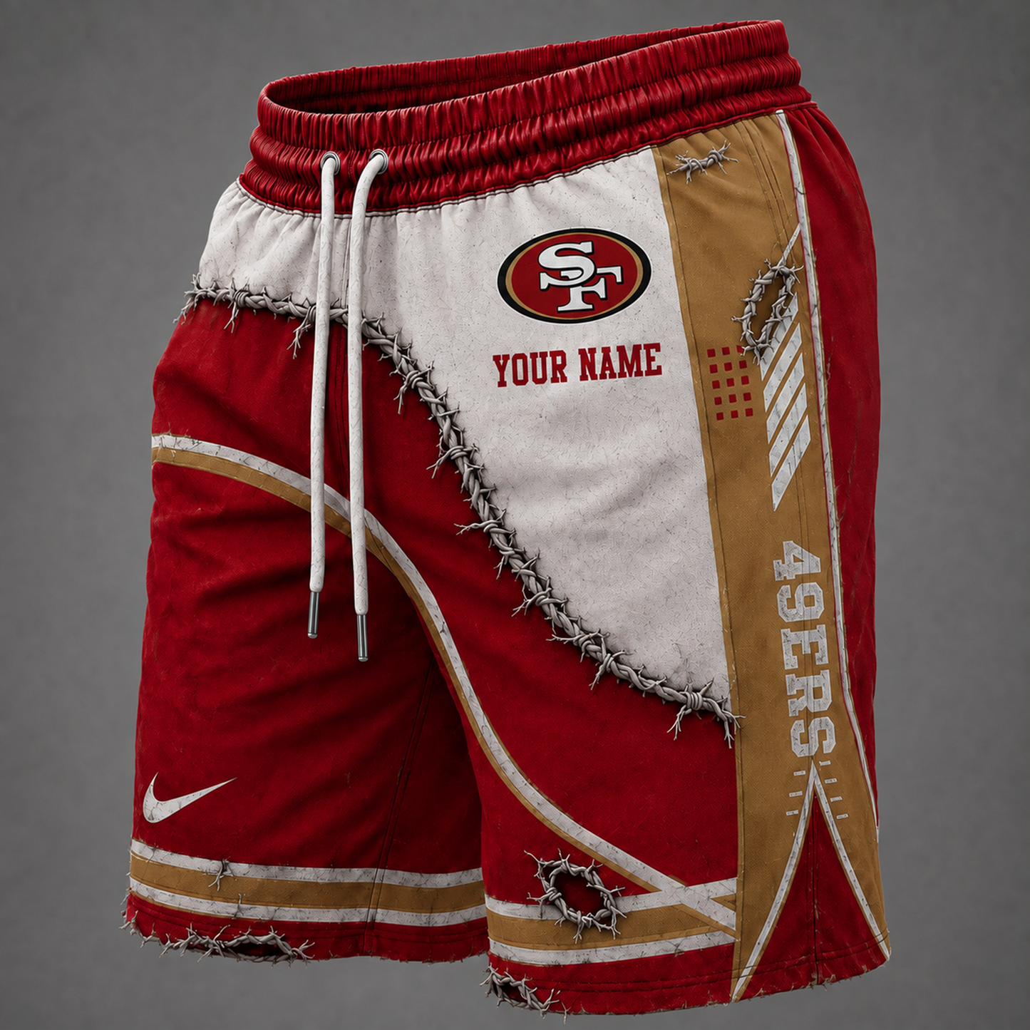 NFL x SF Distressed Custom Name Shorts