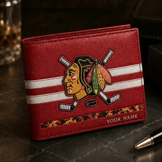 NHL x CHI Special Personalized Name Leather Wallet