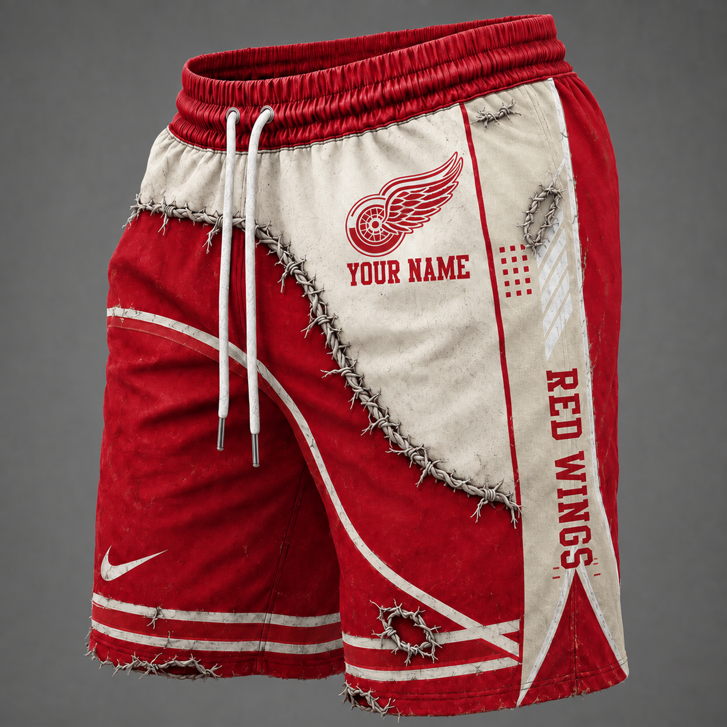 NHL x DET Distressed Custom Name Shorts