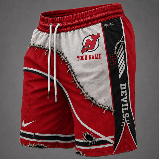 NHL x NJ Distressed Custom Name Shorts
