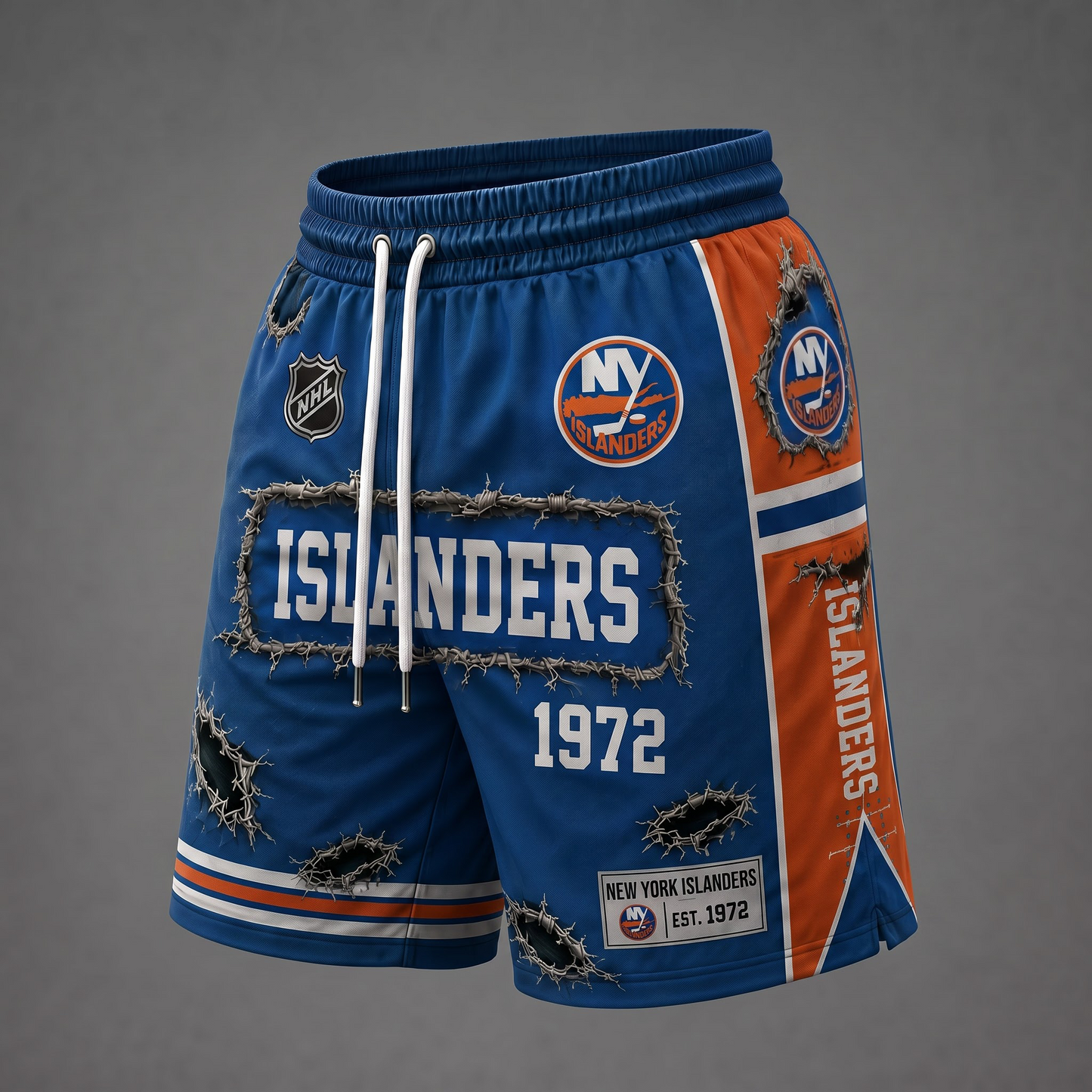 NHL x NYI Distressed Shorts