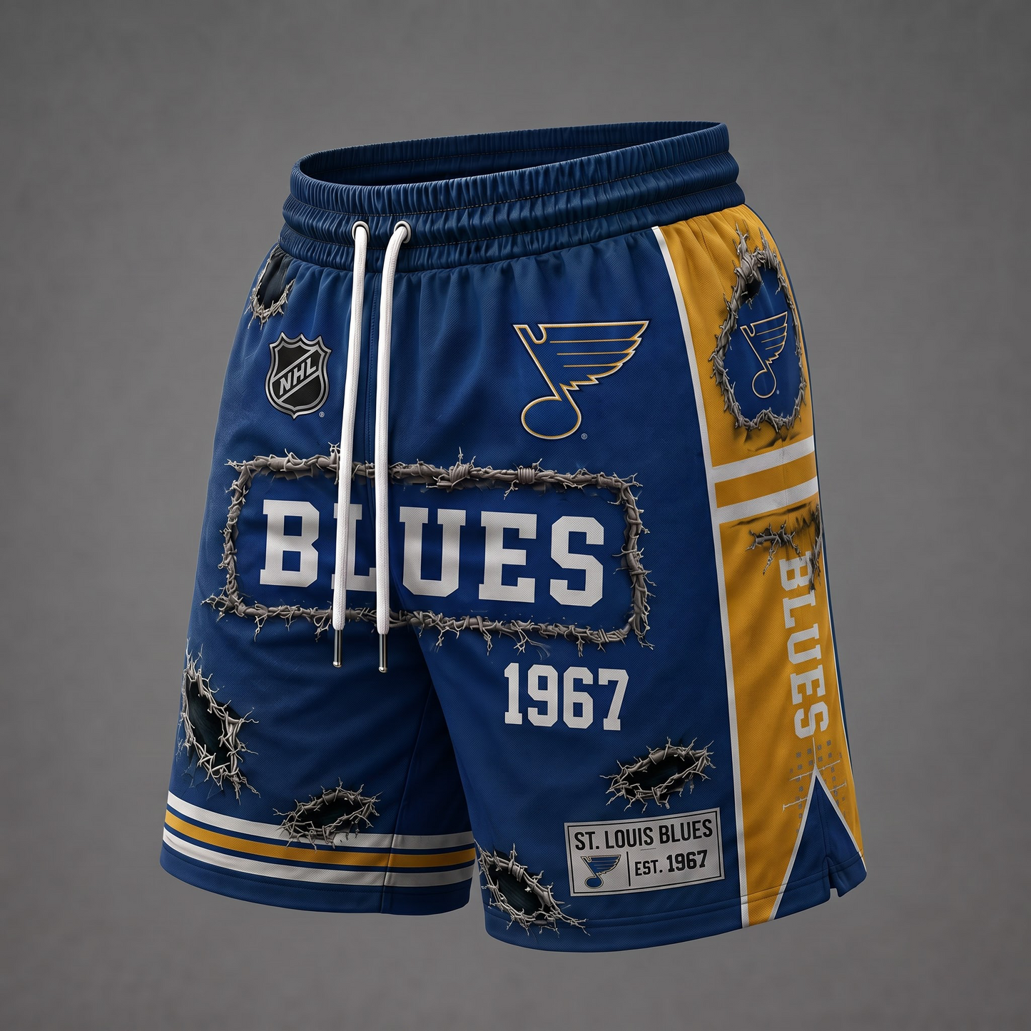 NHL x STL Distressed Shorts