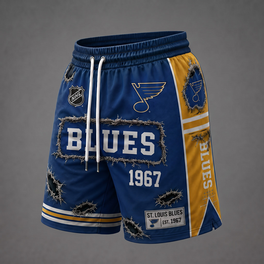 NHL x STL Distressed Shorts