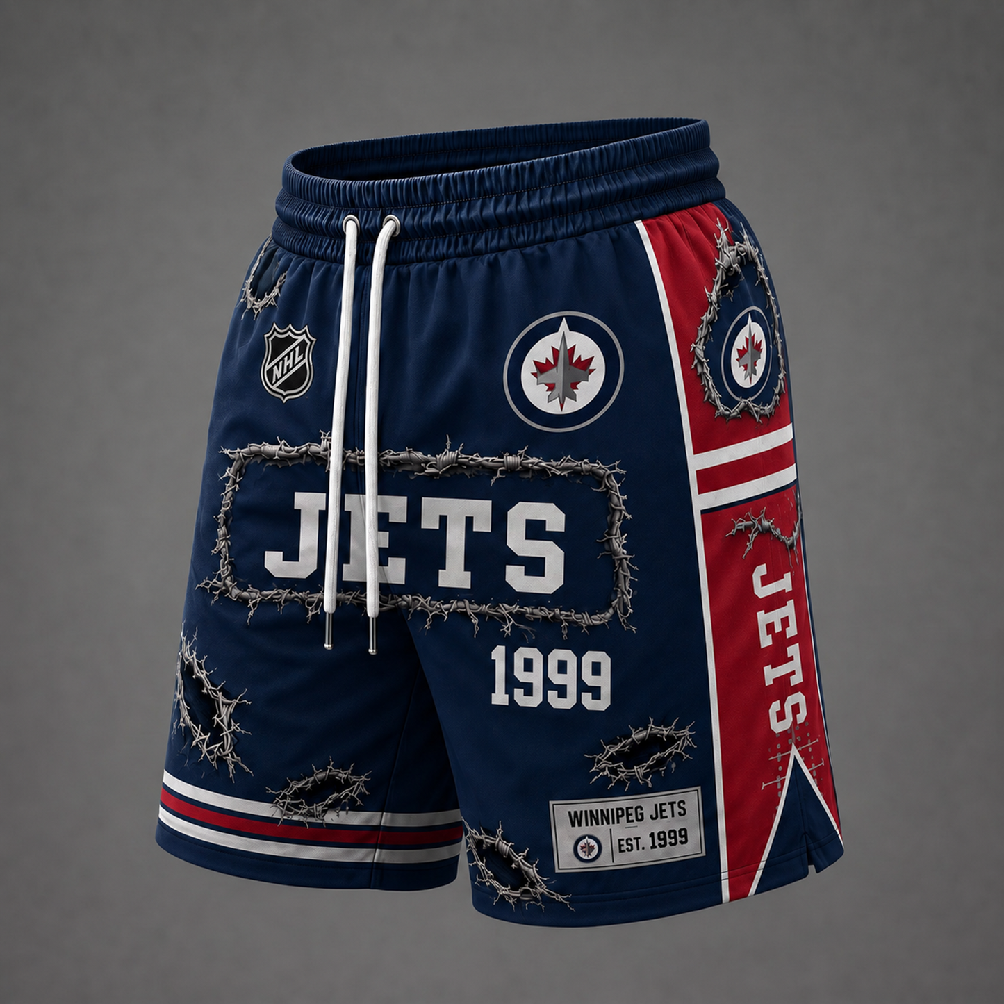 NHL x WIN Distressed Shorts