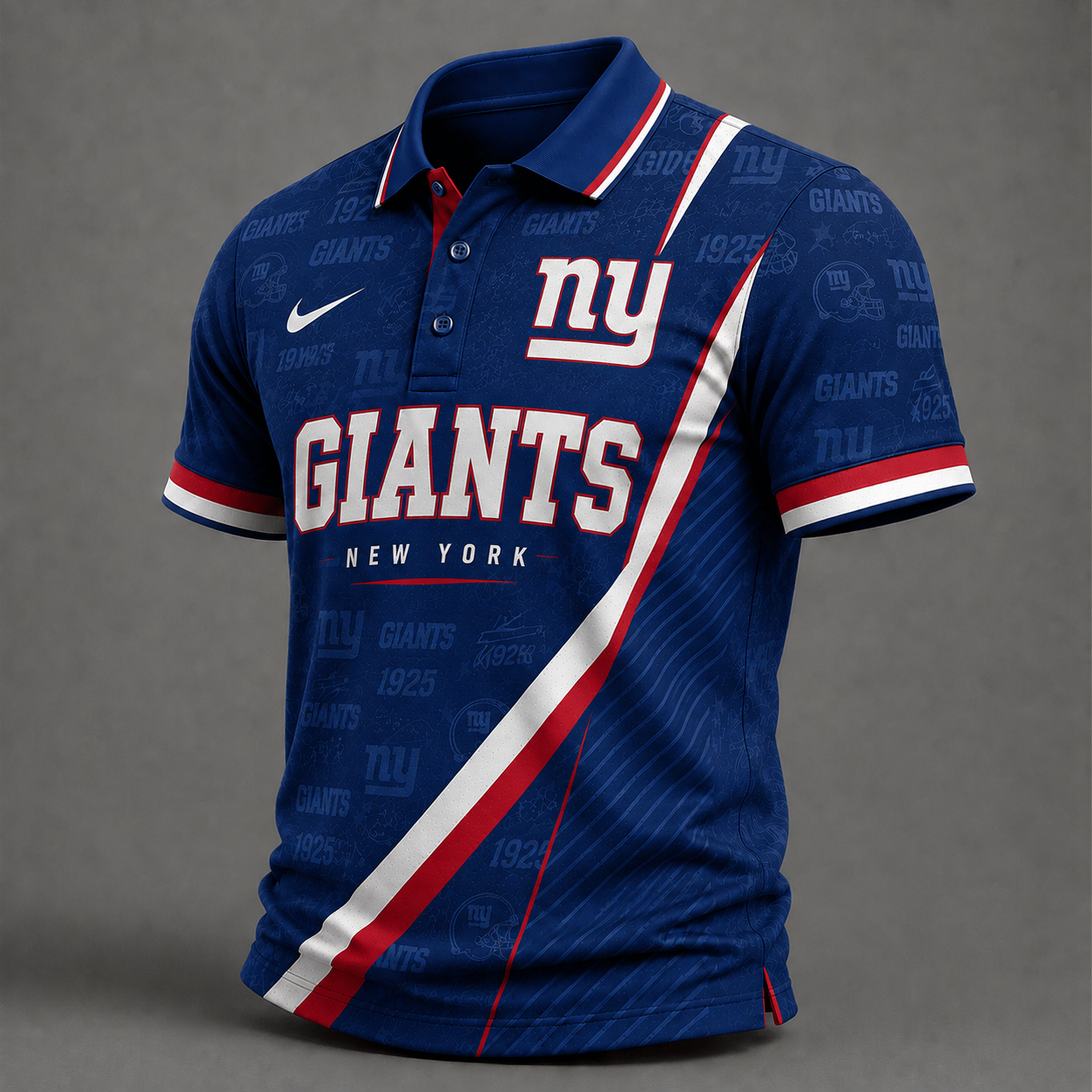 NYG Premium NFL Diagonal Stripe Polo Shirt