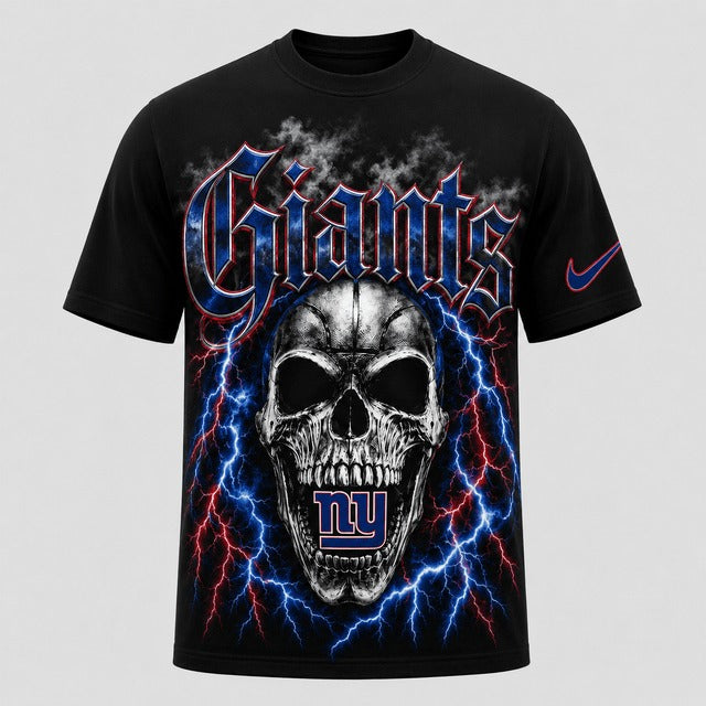 NYG Premium NFL Premium Skull Lightning Graphic T-Shirt