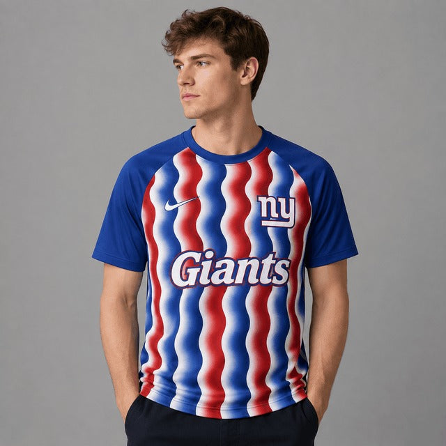 NYG Premium NFL Retro Wavy Pattern Athletic T-Shirt