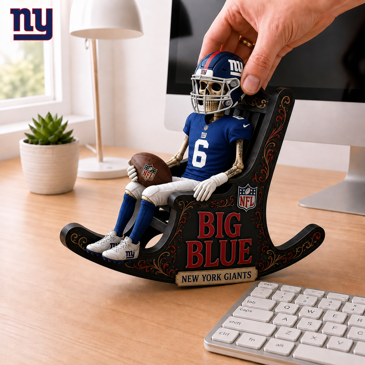 NYG x NFL Skeleton Rocking Chair Custom Shape 3 Layers