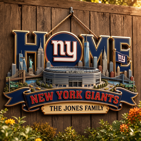 NYG x NFL Team Home Metal Sign Custom Any Name Gifts For Home Decor