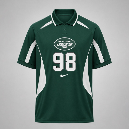 NYJ Premium NFL Custom Number Sports Style Polo Shirt