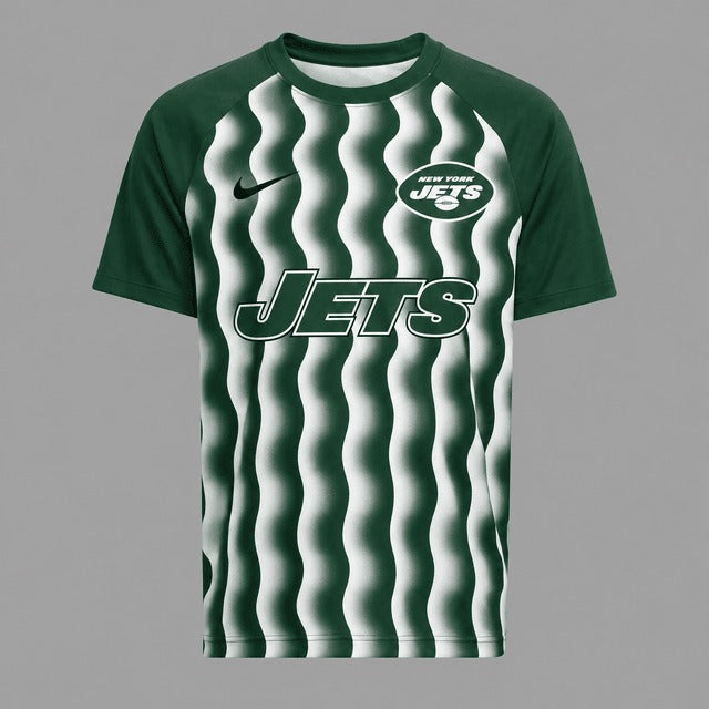 NYJ Premium NFL Retro Wavy Pattern Athletic T-Shirt