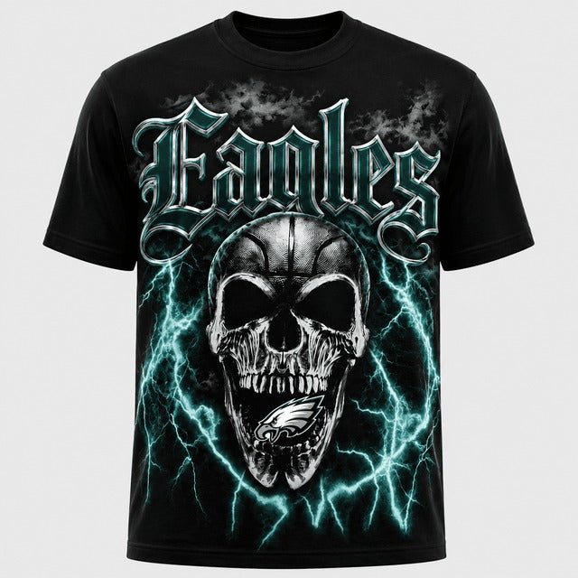 PE Premium NFL Premium Skull Lightning Graphic T-Shirt