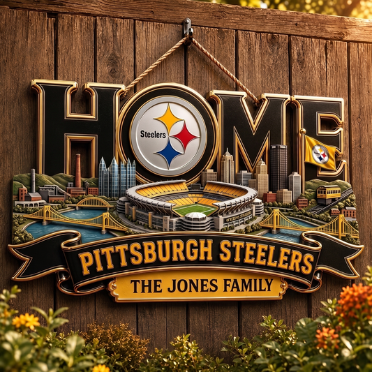 PS x NFL Team Home Metal Sign Custom Any Name Gifts For Home Decor