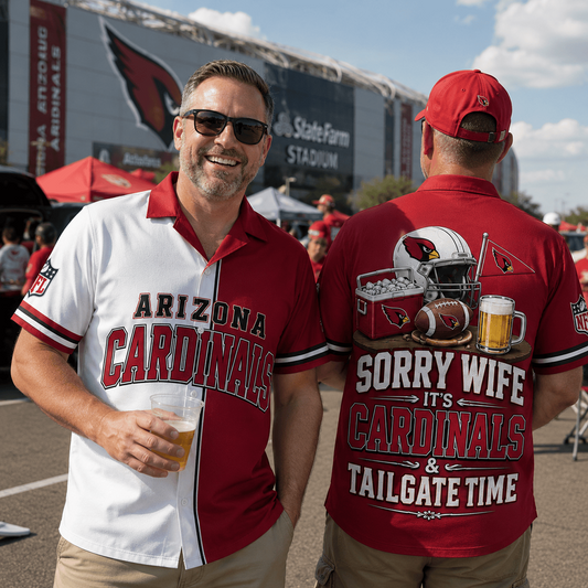 Premium NFL x ARI Funny Football Fan Hawaiian Shirt Sorry Wife It's Tailgate Time Button 300626