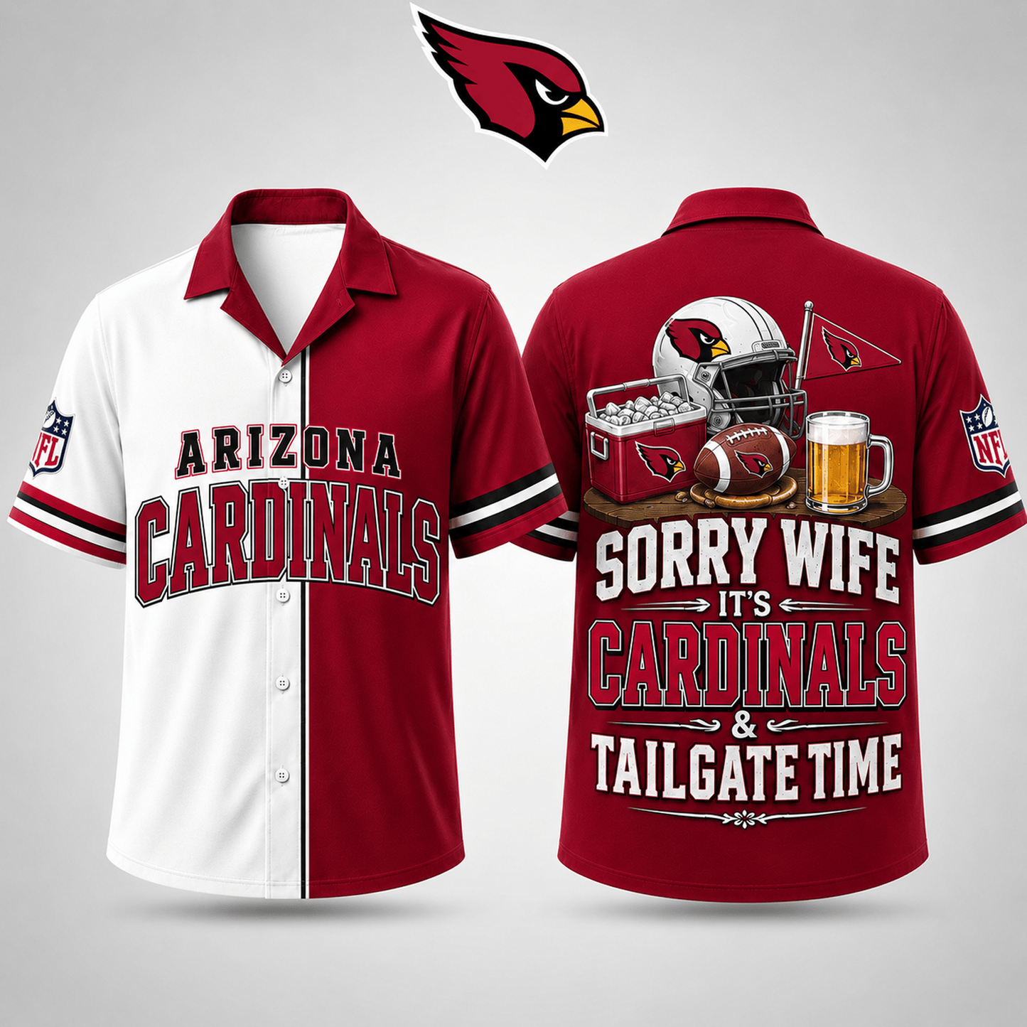 Premium NFL x ARI Funny Football Fan Hawaiian Shirt Sorry Wife It's Tailgate Time Button 300626