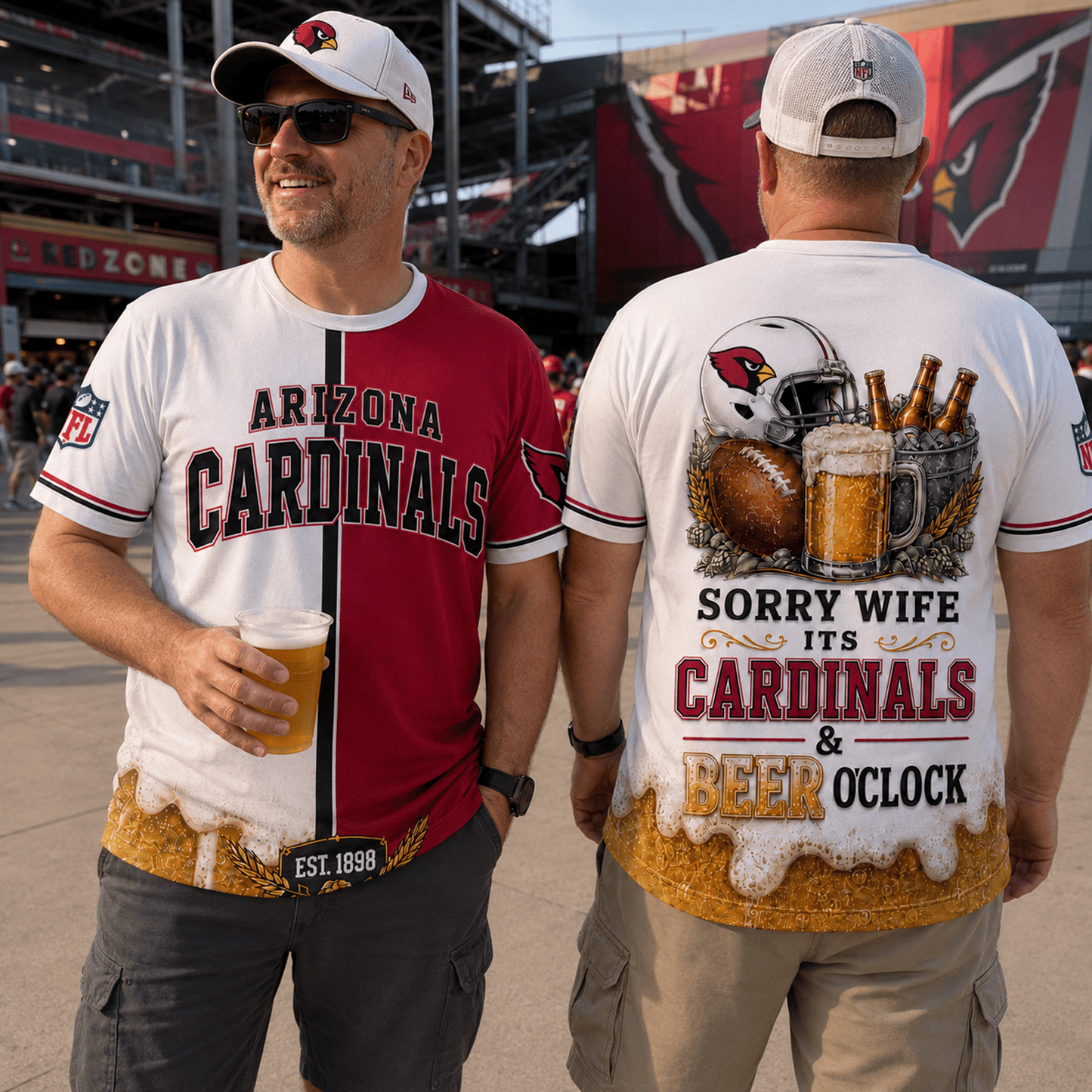 Premium NFL x ARI Sorry Wife It's Match Day And Beer Time Funny Sports Fan 3D Shirt 290626