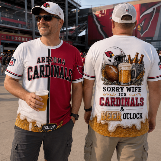 Premium NFL x ARI Sorry Wife It's Match Day And Beer Time Funny Sports Fan 3D Shirt 290626