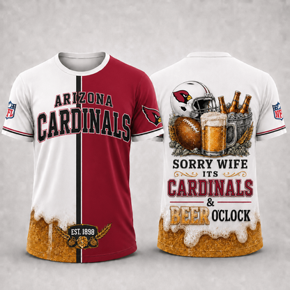 Premium NFL x ARI Sorry Wife It's Match Day And Beer Time Funny Sports Fan 3D Shirt 290626