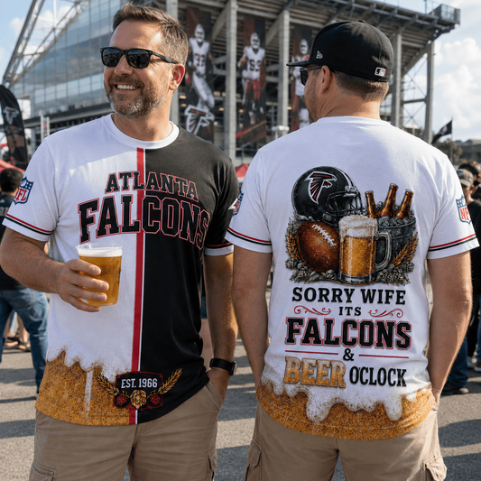 Premium NFL x ATL Sorry Wife It's Match Day And Beer Time Funny Sports Fan 3D Shirt 290626