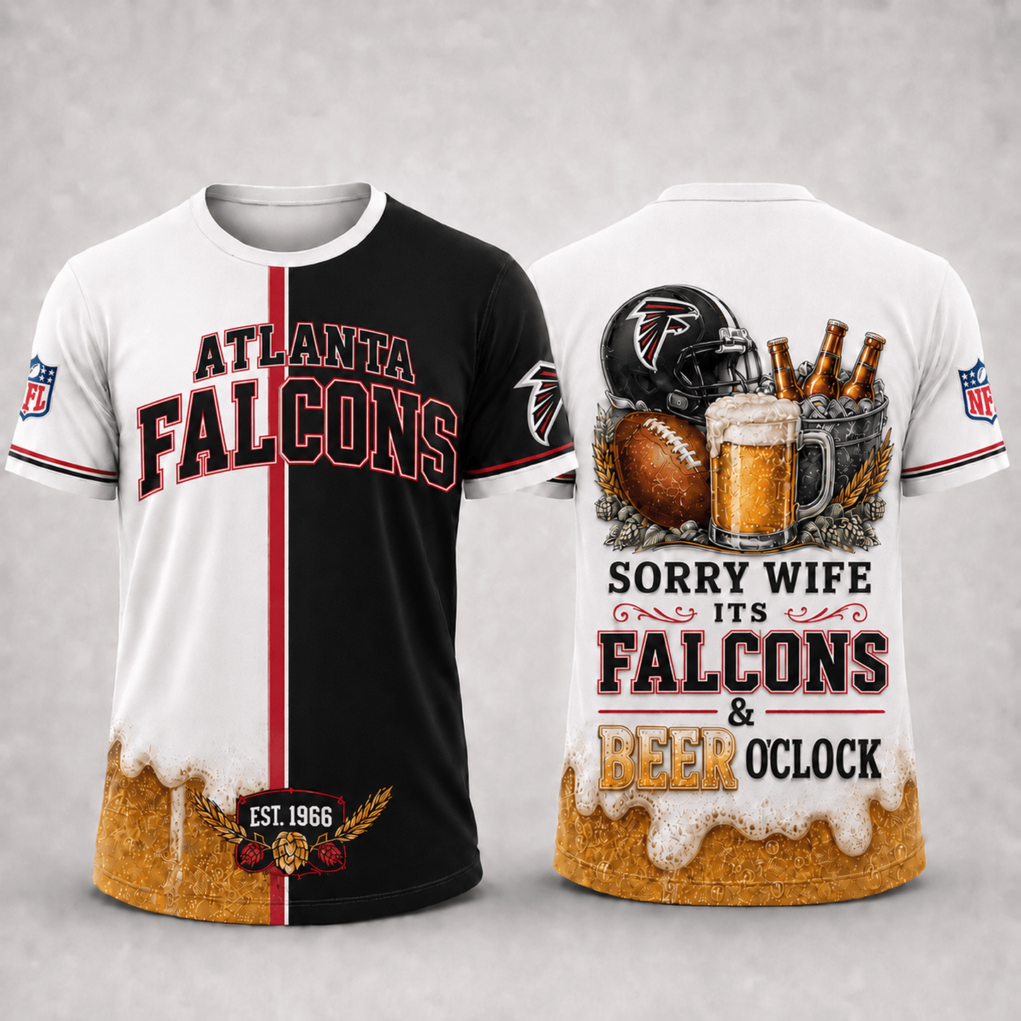 Premium NFL x ATL Sorry Wife It's Match Day And Beer Time Funny Sports Fan 3D Shirt 290626