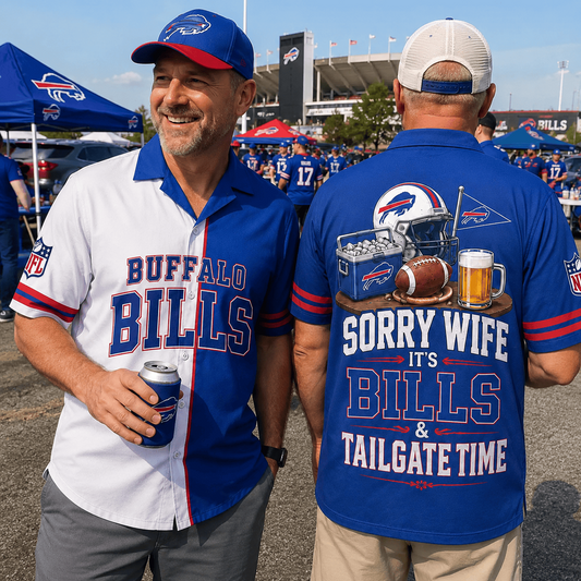 Premium NFL x BUF Funny Football Fan Hawaiian Shirt Sorry Wife It's Tailgate Time Button 300626