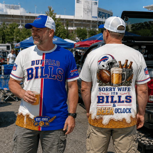 Premium NFL x BUF Sorry Wife It's Match Day And Beer Time Funny Sports Fan 3D Shirt 290626