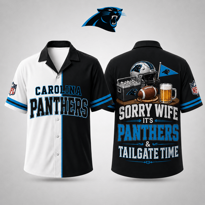 Premium NFL x CAR Funny Football Fan Hawaiian Shirt Sorry Wife It's Tailgate Time Button 300626