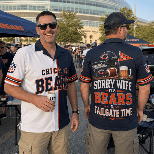 Premium NFL x CHI Funny Football Fan Hawaiian Shirt Sorry Wife It's Tailgate Time Button 300626