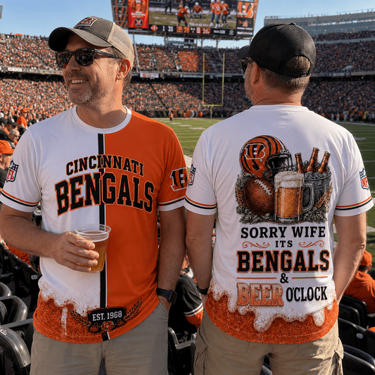 Premium NFL x CIN Sorry Wife It's Match Day And Beer Time Funny Sports Fan 3D Shirt 290626
