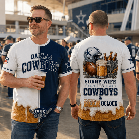 Premium NFL x DAL Sorry Wife It's Match Day And Beer Time Funny Sports Fan 3D Shirt 290626